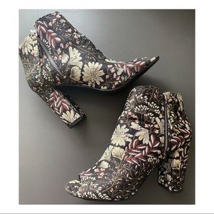 Floral Embroidered Heeled Booties